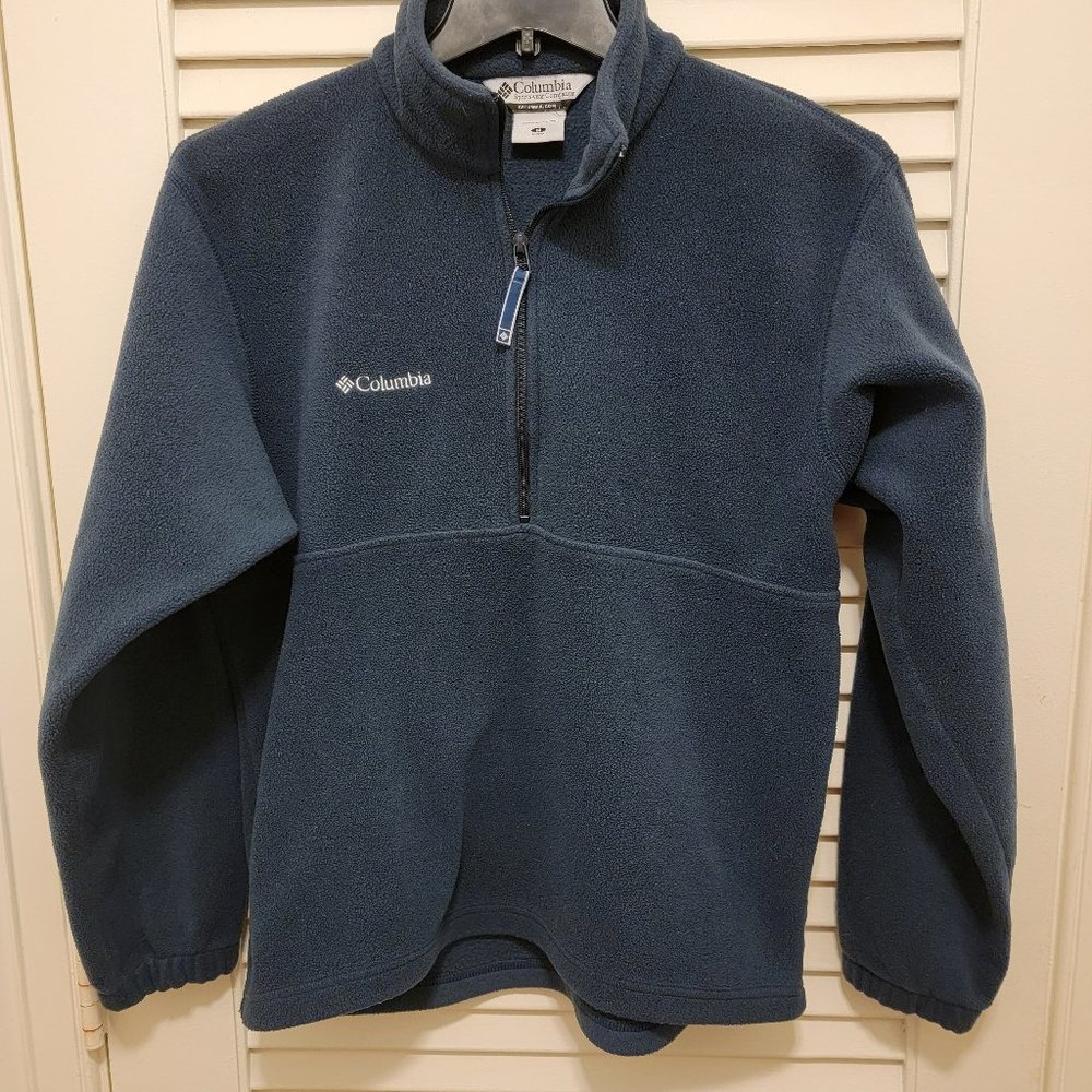 Columbia Men's Fleece Pullover, Blue Medium Camping Hiking Outdoor Sweater